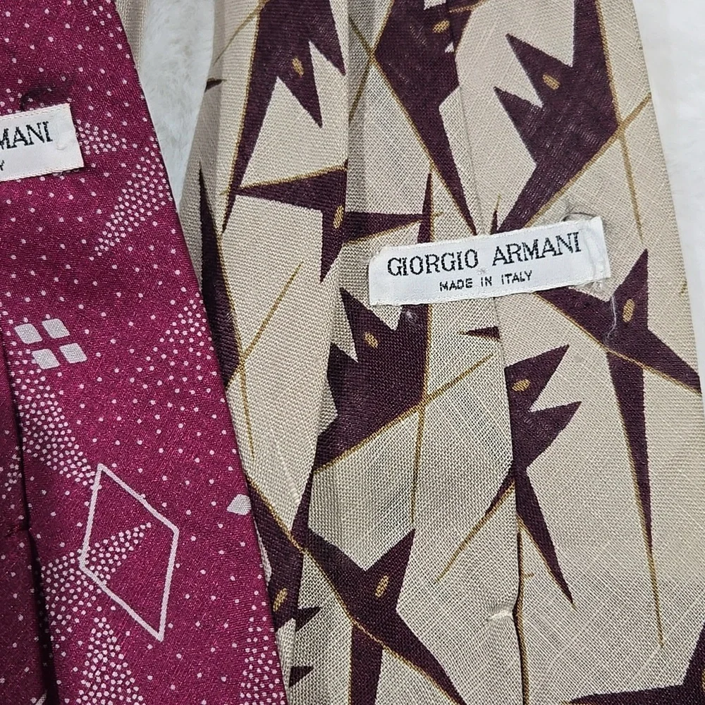 Giorgio Armani bundle of 5 silk ties red, green, burgundy,  cream, black, gray